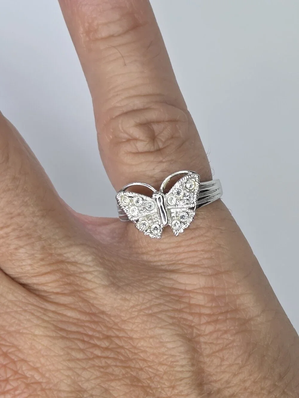 Silver Butterfly Crystal Ring - Women's Jewelry